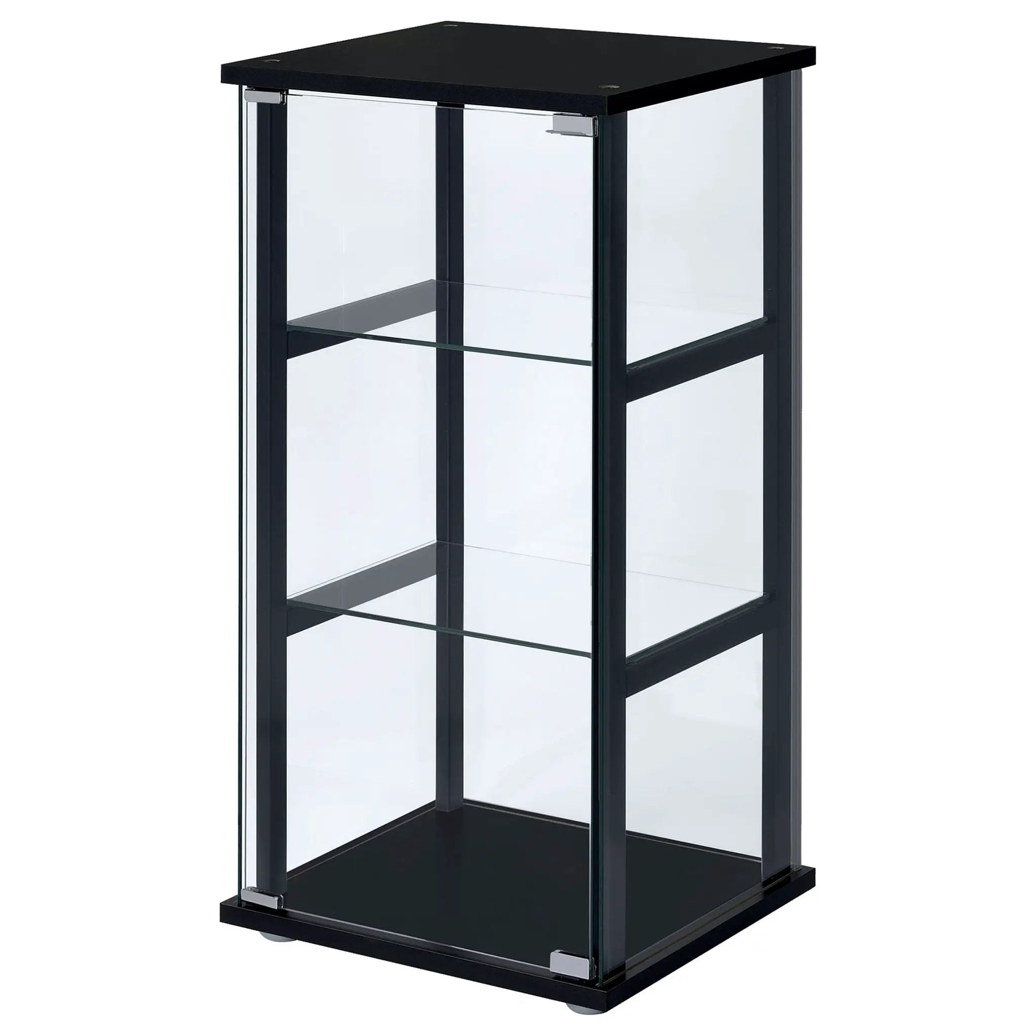 Cyclamen 3-shelf Clear Glass Curio Display Cabinet Black by Unique Piece Furniture