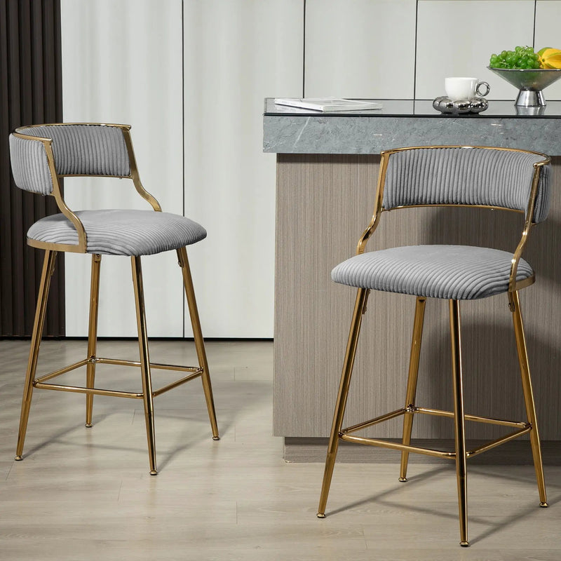 Counter Height Bar Stools With Powder Coating Base And Footrest (Set of 2) - by Unique Piece Furniture