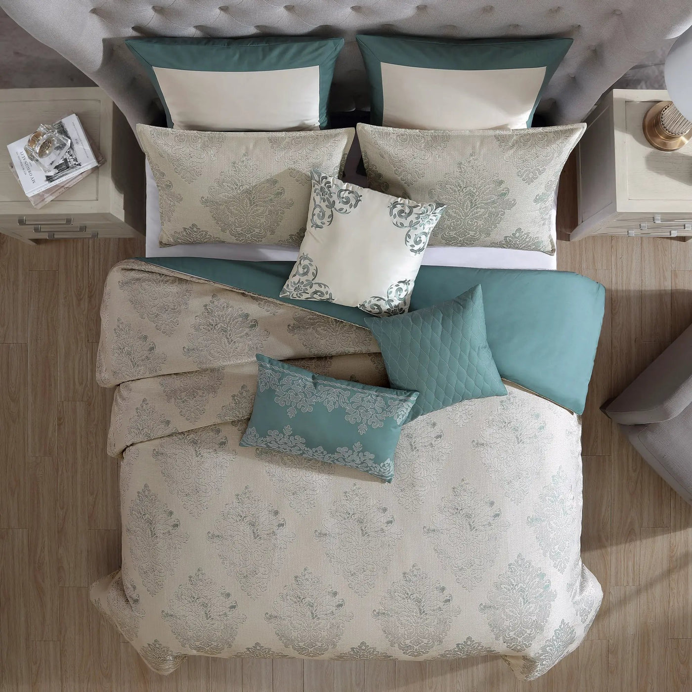 Marana 9 Pc Medallion Jacquard Comforter Set by HouseOfZazla