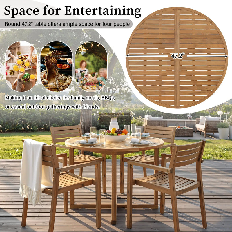 U_STYLE 5-Piece Outdoor Dining Set with Acacia Wood Chairs by HouseOfZazla