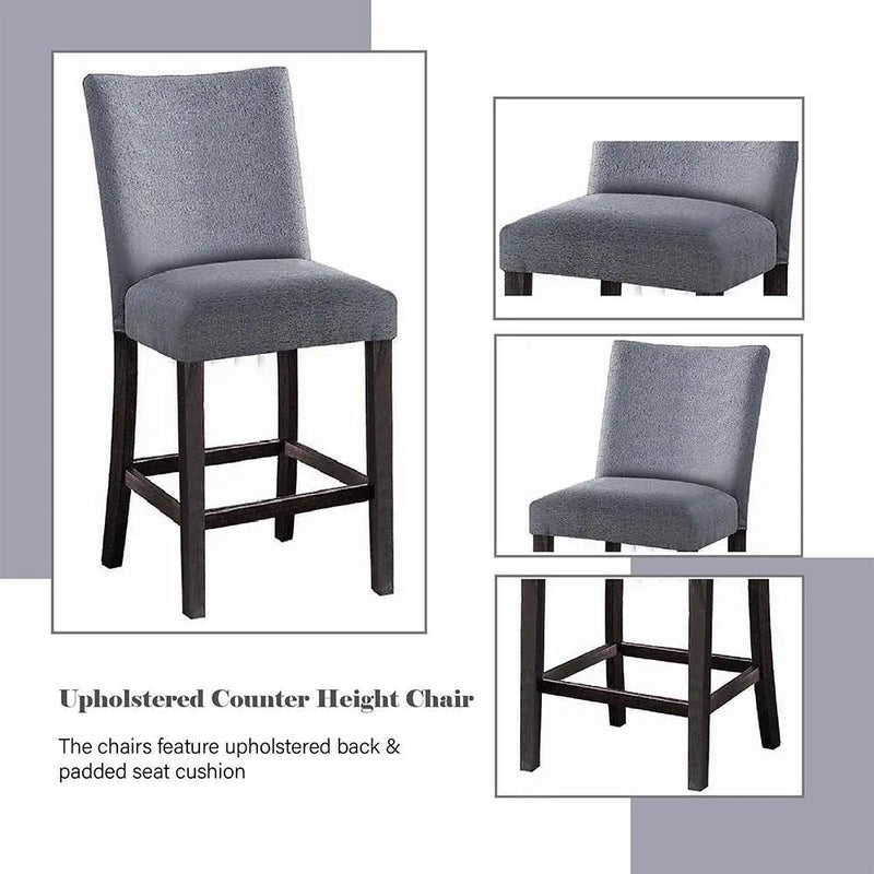 Yelena - Counter Height Chair (Set of 2) - Fabric & Weathered Espresso by Unique Piece Furniture
