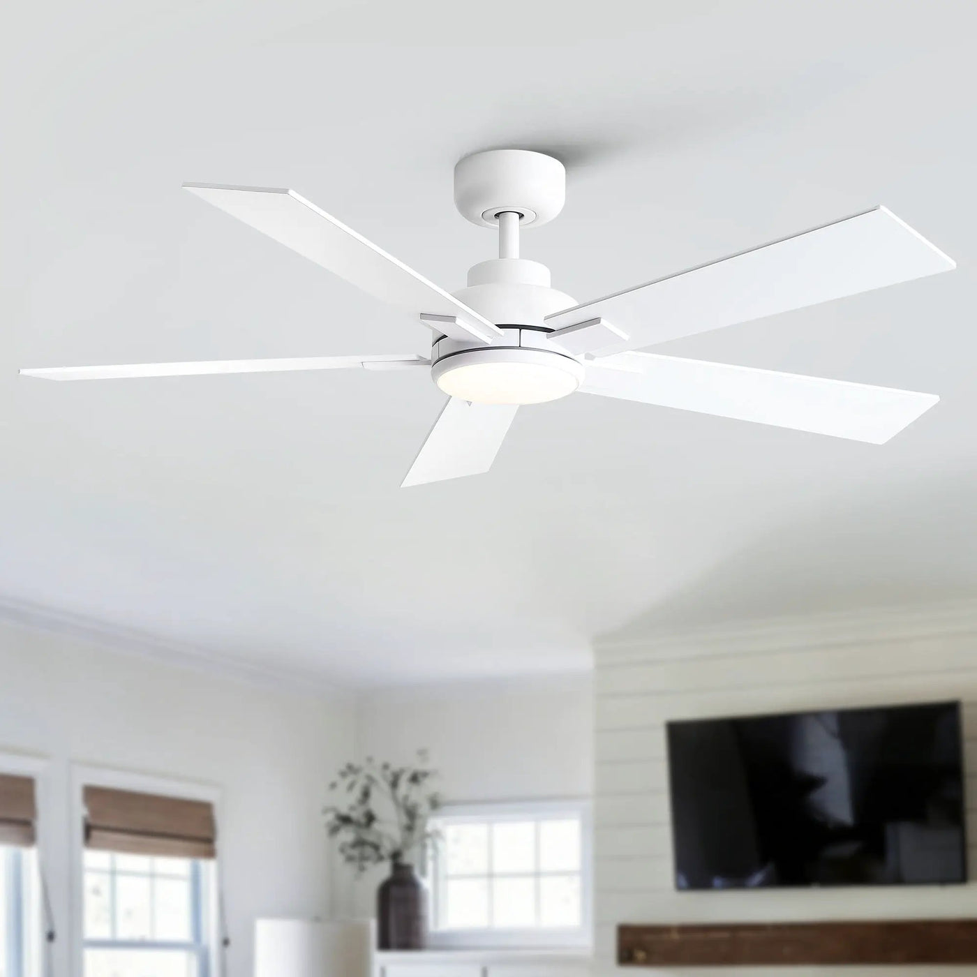 Reversible Motor Integrated LED Dimmable Ceiling Fan With Light by Unique Piece Furniture