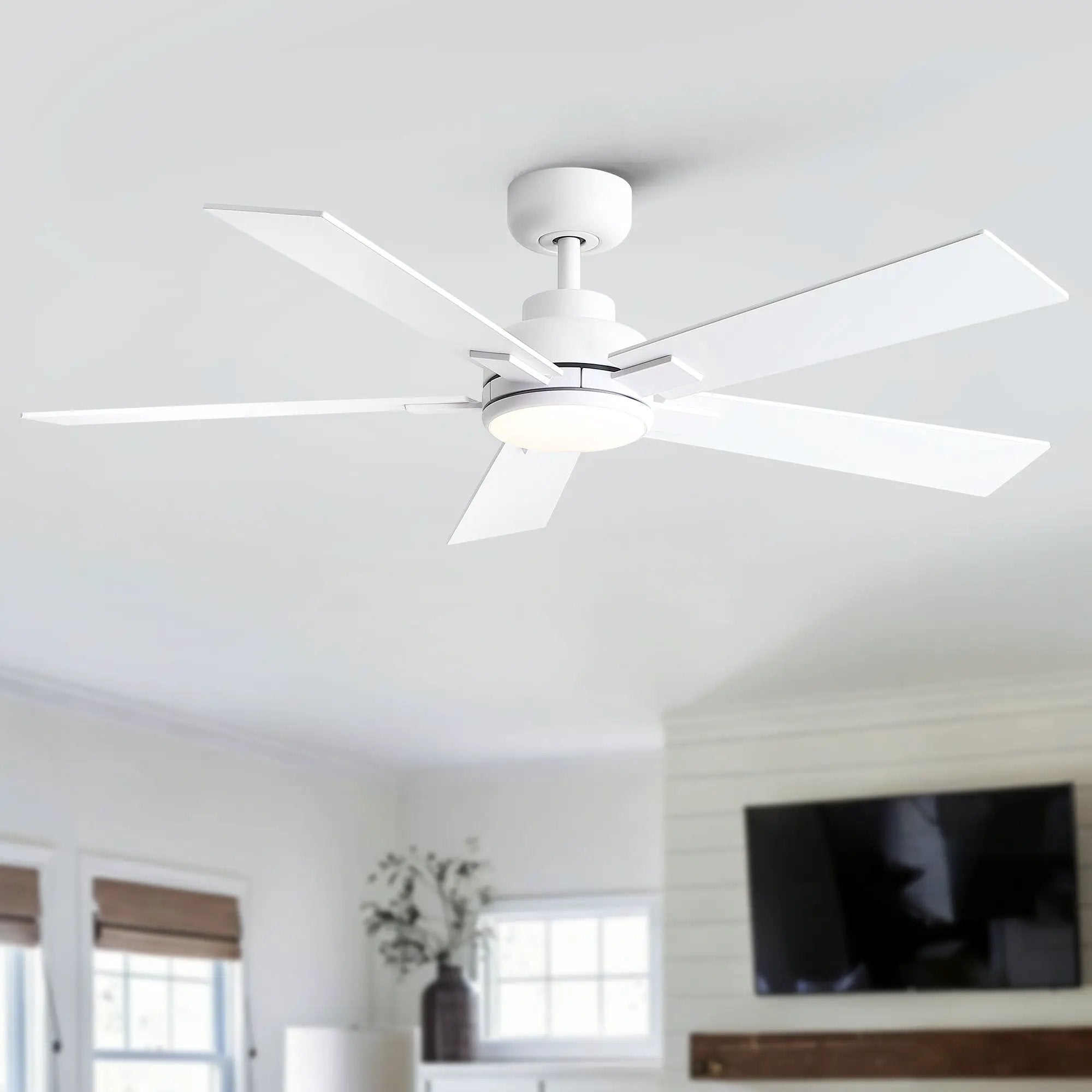 Reversible Motor Integrated LED Dimmable Ceiling Fan With Light by Unique Piece Furniture