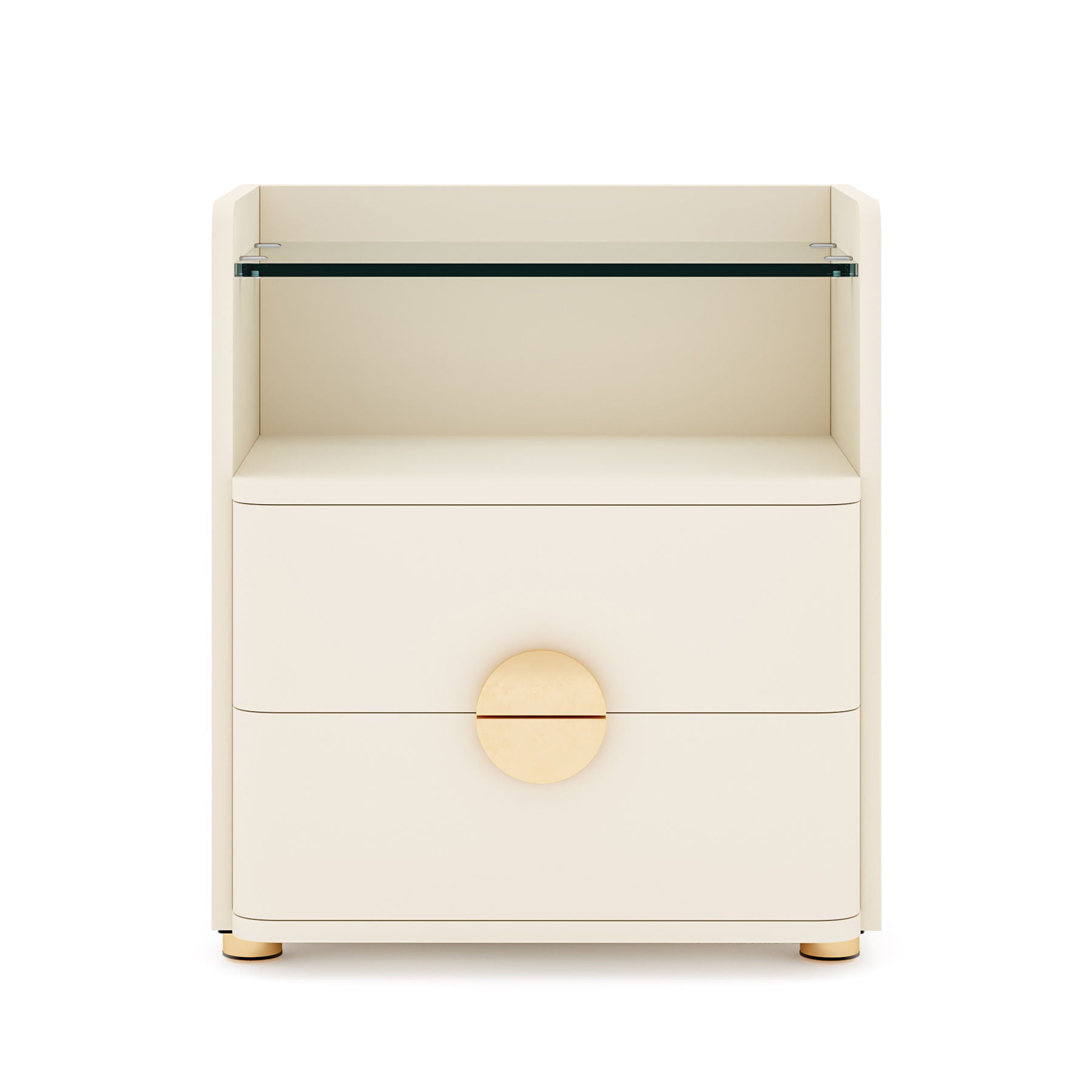 2 Drawer Nightstand With Open Shelf, Bedside Table - Beige by HouseOfZazla