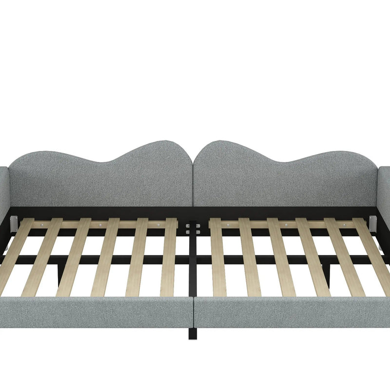 Upholstered Daybed, Sherpa Fabric Sofabed With Cloud-Shaped Backrest by Unique Piece Furniture