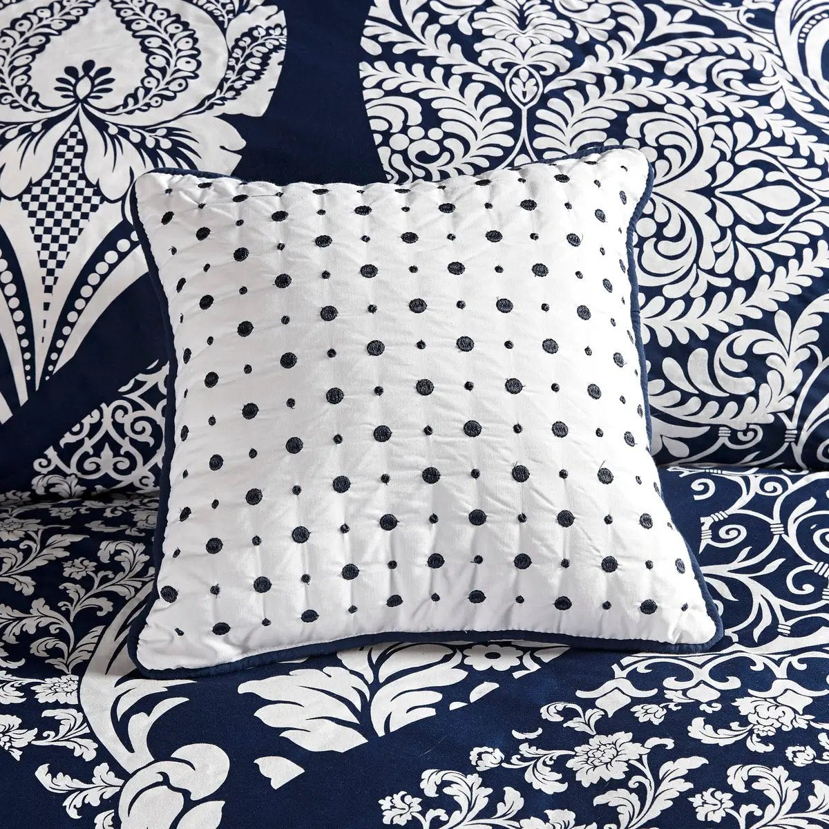 7 Piece Cotton Printed Comforter Set - Indigo - Cal King by HouseOfZazla