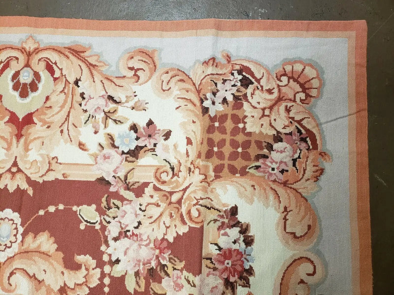 6' X 9' Vintage Handmade Chinese Needlepoint Wool Rug Flat Weave by Jewel Rugs