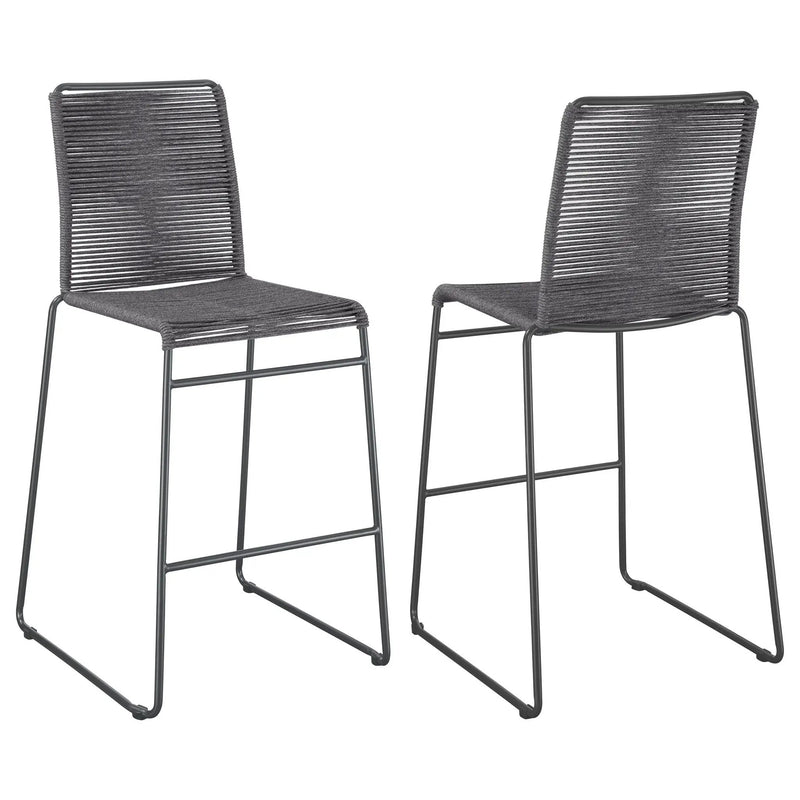 Jerome Woven Rope Metal Bar Chair Charcoal (Set of 2) by Unique Piece Furniture