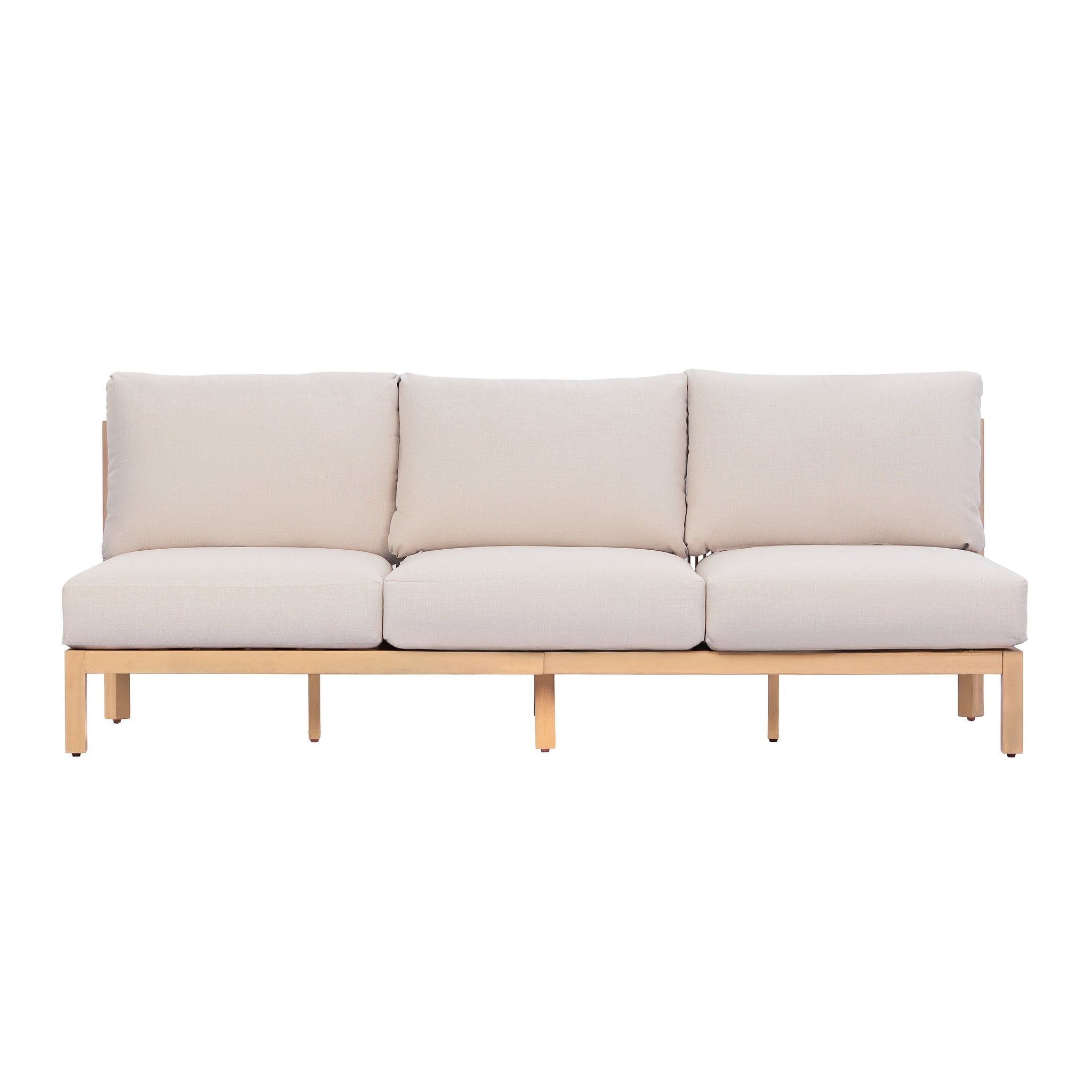 73.23" Outdoor Acacia Wood Frame Rope-Braided Backrest Three-Seater Sofa by HouseOfZazla