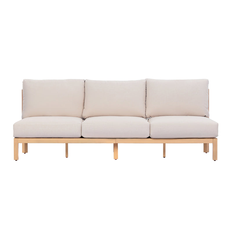 73.23" Outdoor Acacia Wood Frame Rope-Braided Backrest Three-Seater Sofa by HouseOfZazla