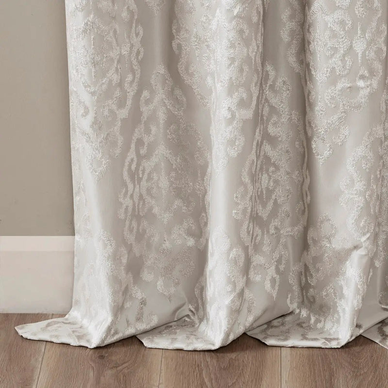 Knitted Jacquard Damask Total Blackout Grommet Top Curtain Panel by HouseOfZazla