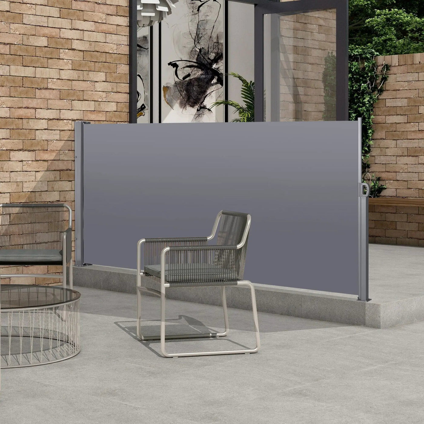 Retractable Side Screen Awning, Uv Resistant, Waterproof, Patio Privacy Screen For Garden, Balcony, Courtyard by Unique Piece Furniture