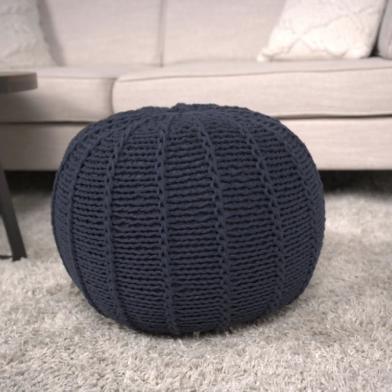 Bordeaux - Knitted Round Pouf Ottoman And Floor Cushion by Unique Piece Furniture