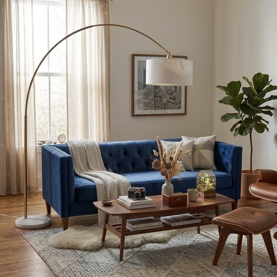 Ambient - Arch Floor Lamp With Large Shade - Gold / White by Unique Piece Furniture