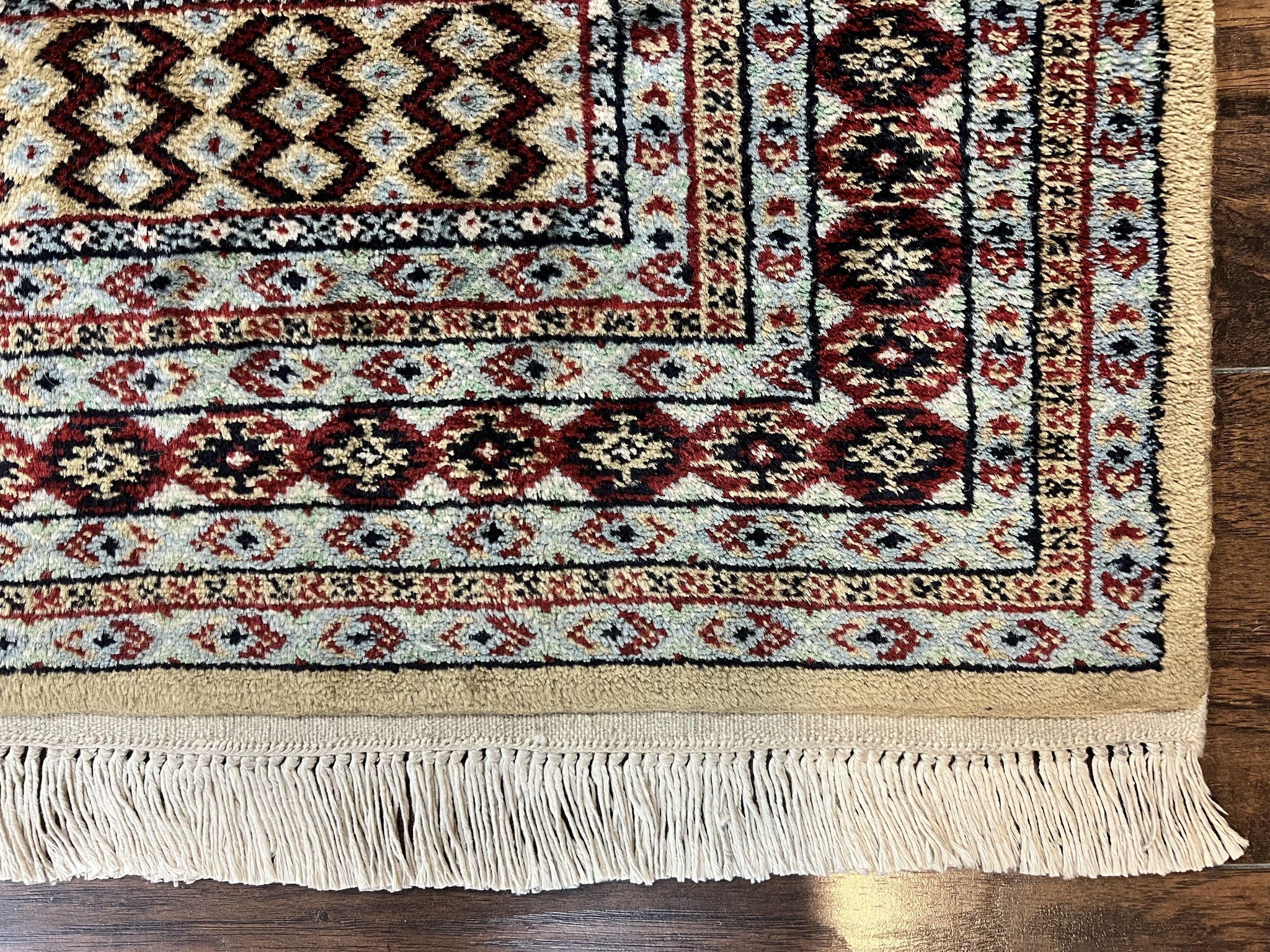 Bokhara Prayer Rug 3x5, Pakistani Turkoman Carpet, Tan, Handmade Vintage Wool Carpet by Jewel Rugs
