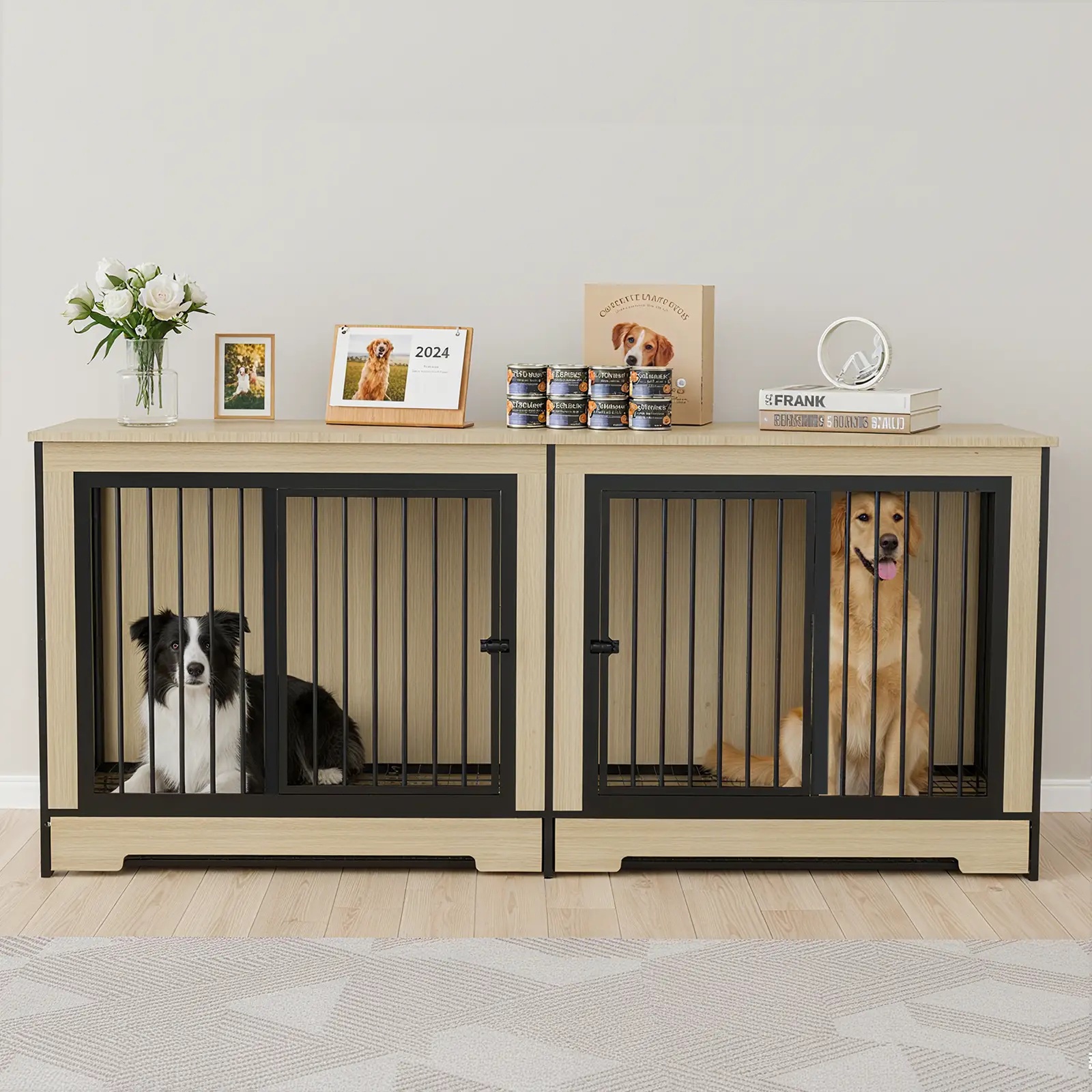 Dog Crate Furniture with Two Combined Rooms by HouseOfZazla