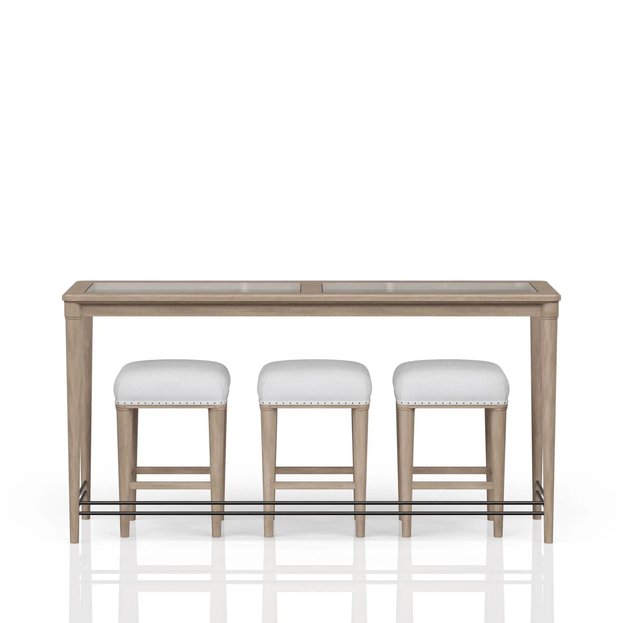 Glass Console Table With 3 Stools - Frosted by Unique Piece Furniture
