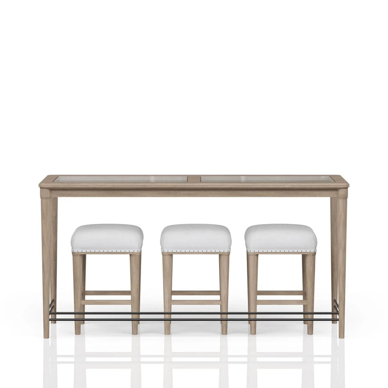 Glass Console Table With 3 Stools - Frosted by Unique Piece Furniture
