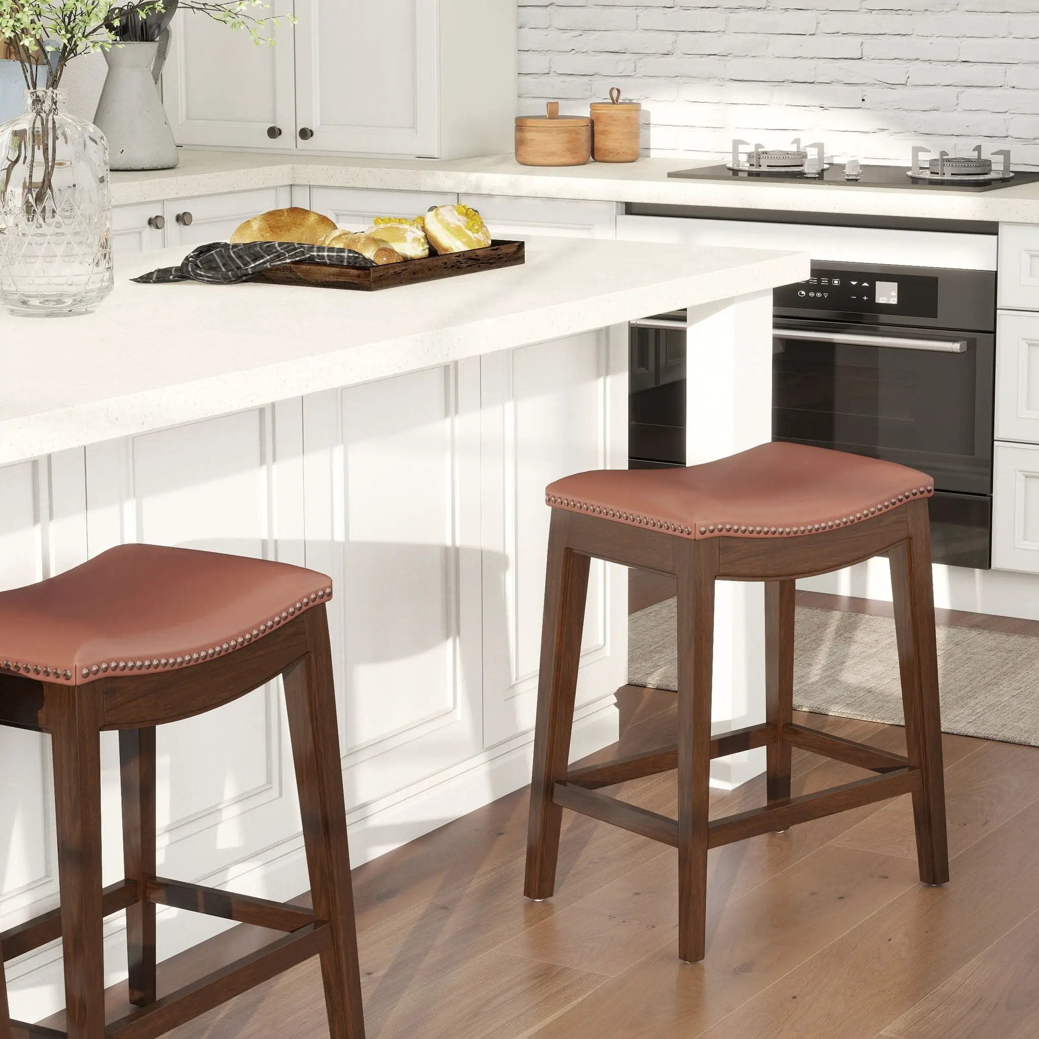 Barlow - Backless Saddle Counter Stool - Brown by HouseOfZazla