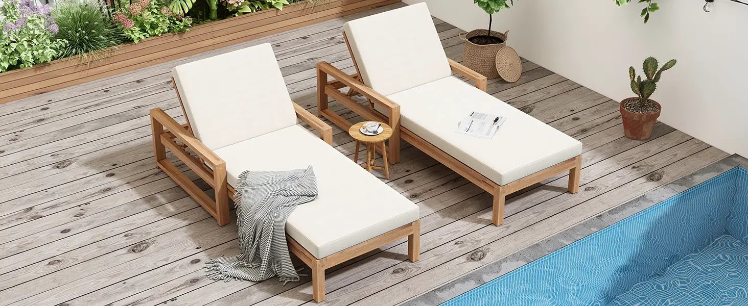 TREXM Outdoor Lounge Chairs Set of 2 by HouseOfZazla