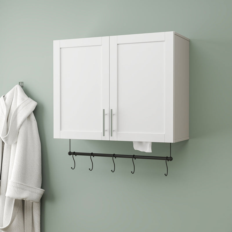 Bathroom Wall Cabinet with Adjustable Shelf, Towel Bar, and 5 Hooks by HouseOfZazla