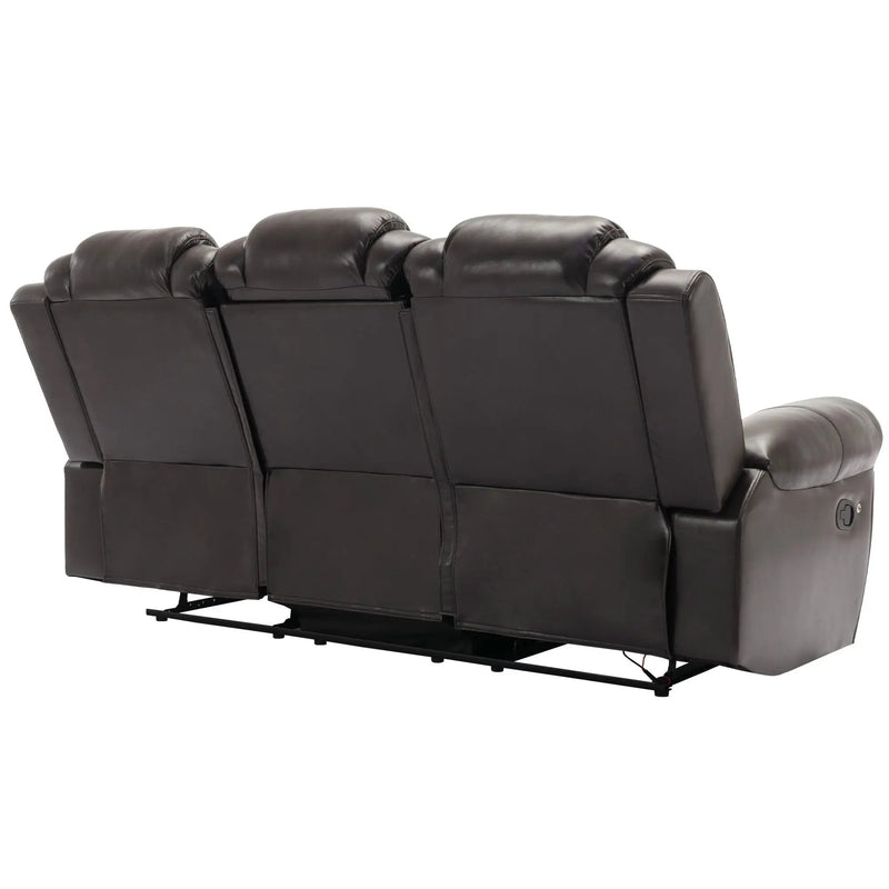 Home Theater Seating Manual Recliner Chair With Center Console And Led Light Strip For Living Room by HouseOfZazla