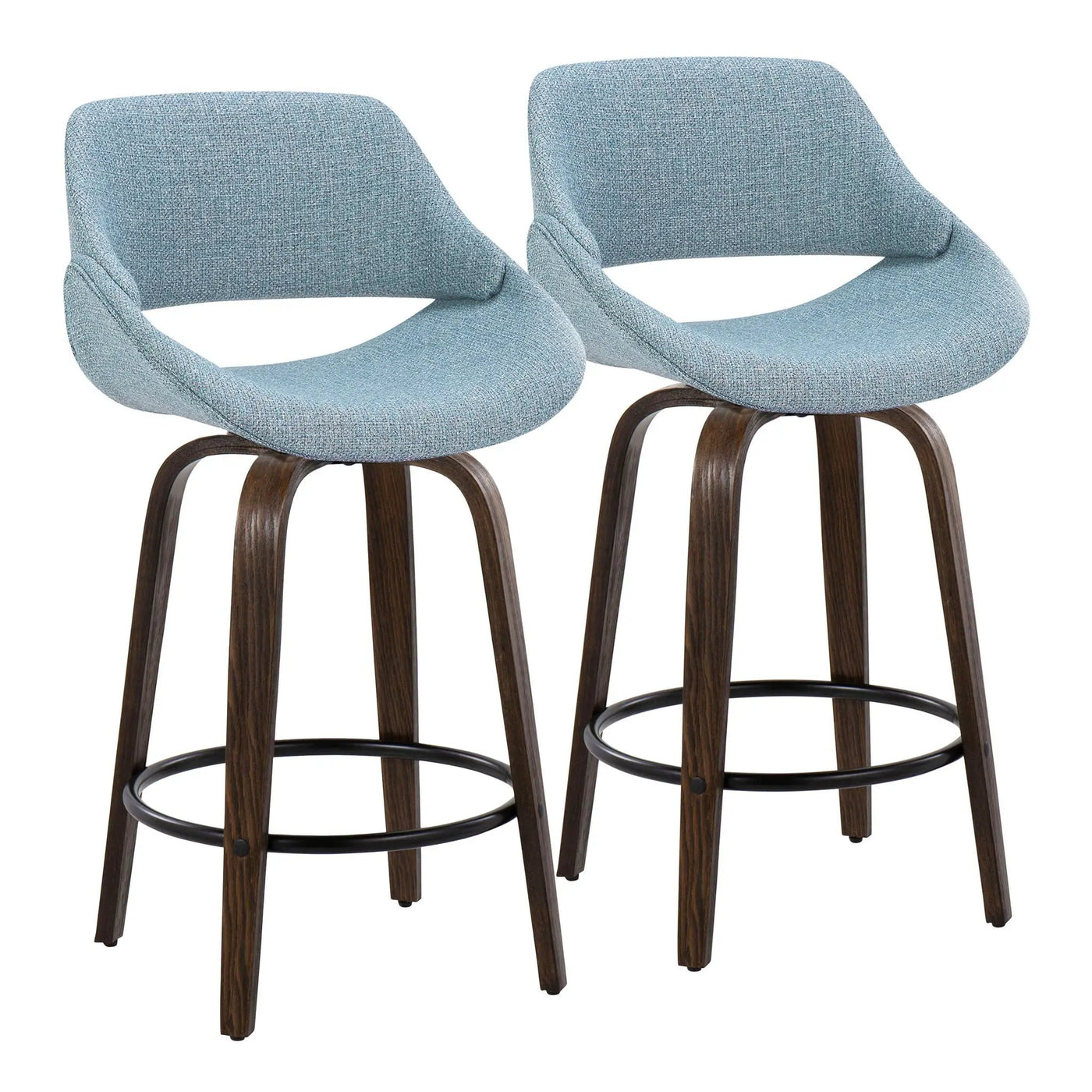 Fabrico - Mid Century Modern Fixed Height Counter Stool & Round Footrest (Set of 2) by HouseOfZazla
