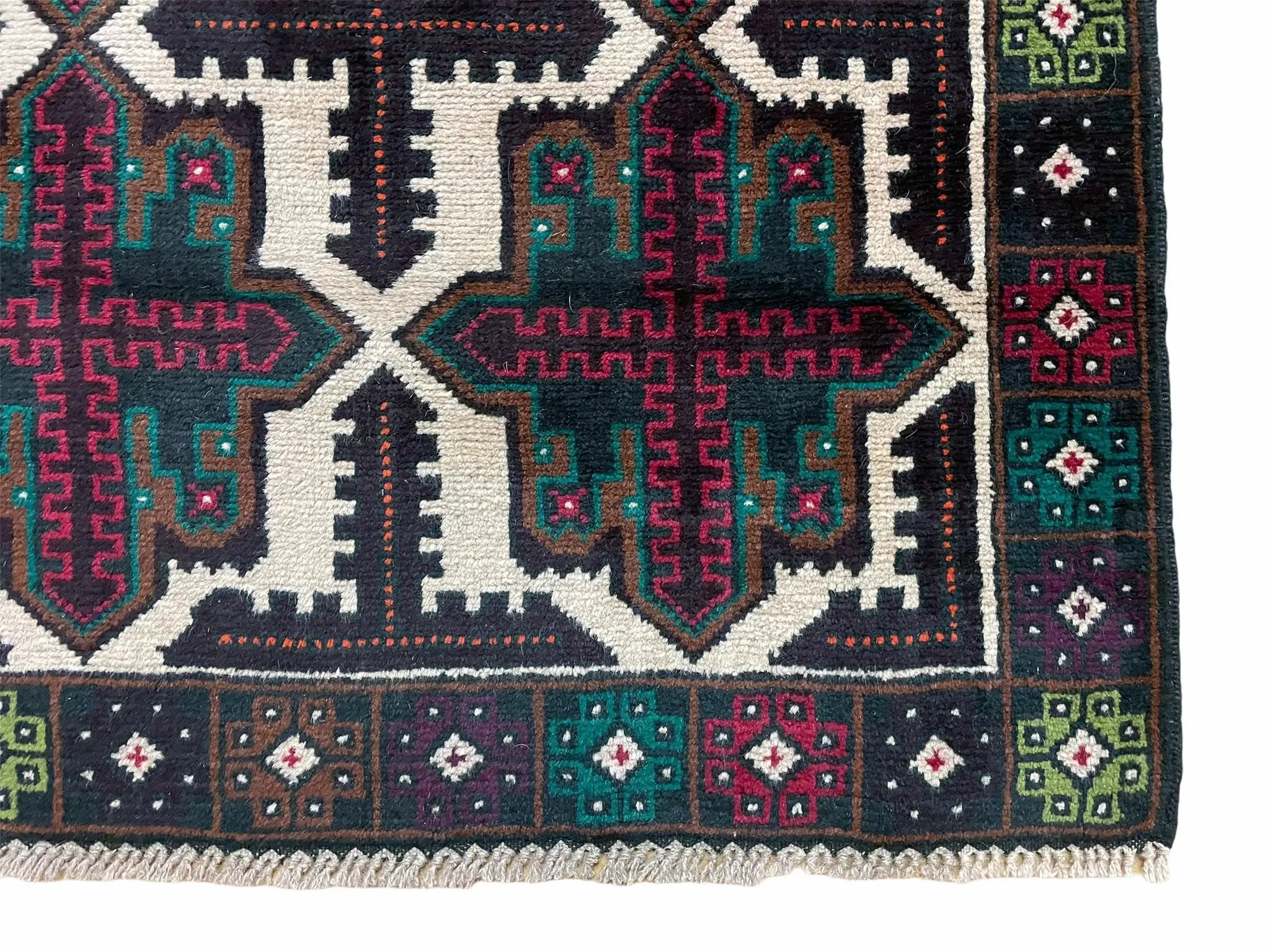 3 X 4.4 Vintage Handmade Tribal Wool Rug Balouchi Rug Afghan Rug Red Beige Green by Jewel Rugs