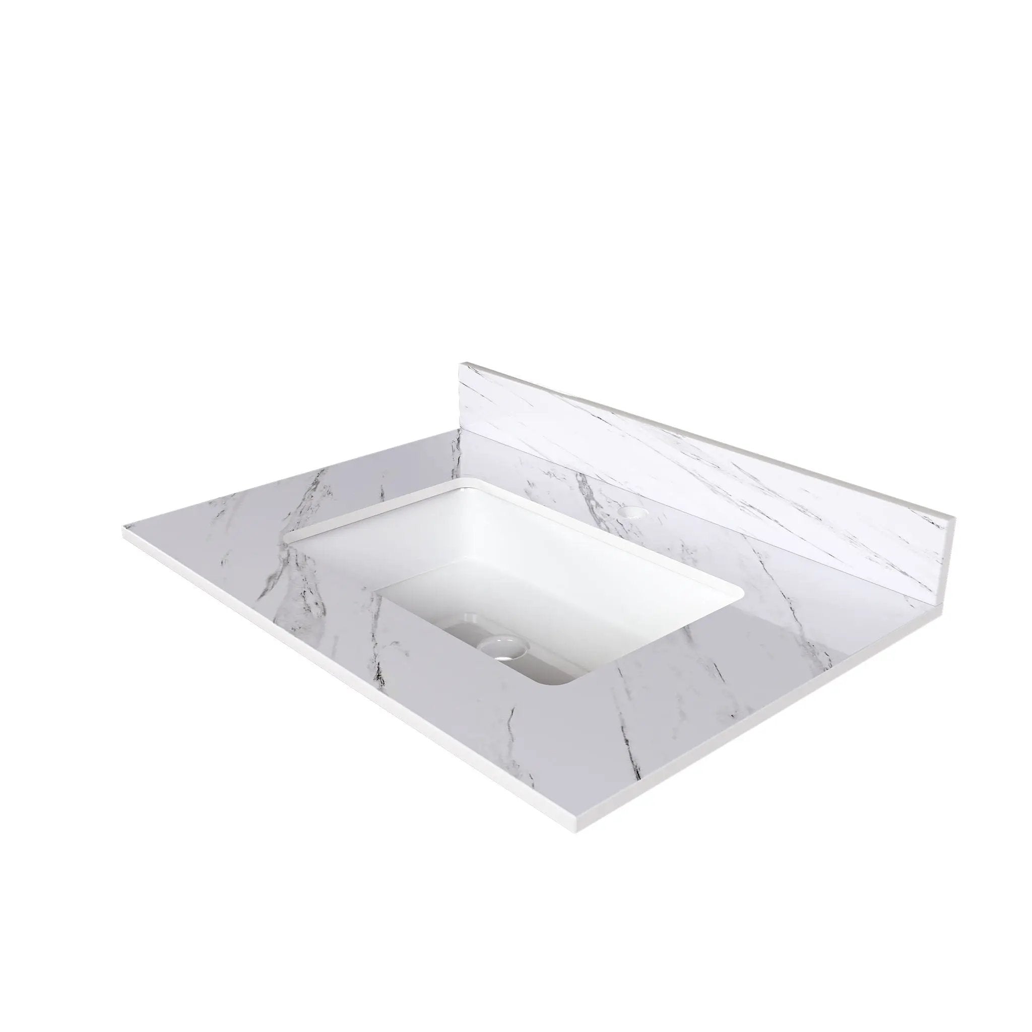 Bianco Carrara Venato Marble Vanity Top With Pre Drilled Faucet Hole And Undermount Sink by HouseOfZazla