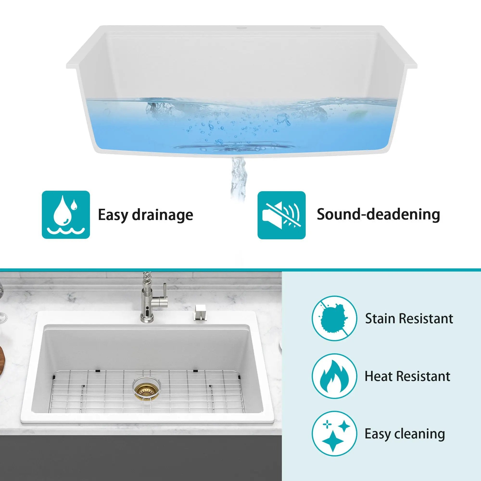 Granite Composite Quartz Kitchen Sink With Workstation Features And Drop In Design by HouseOfZazla