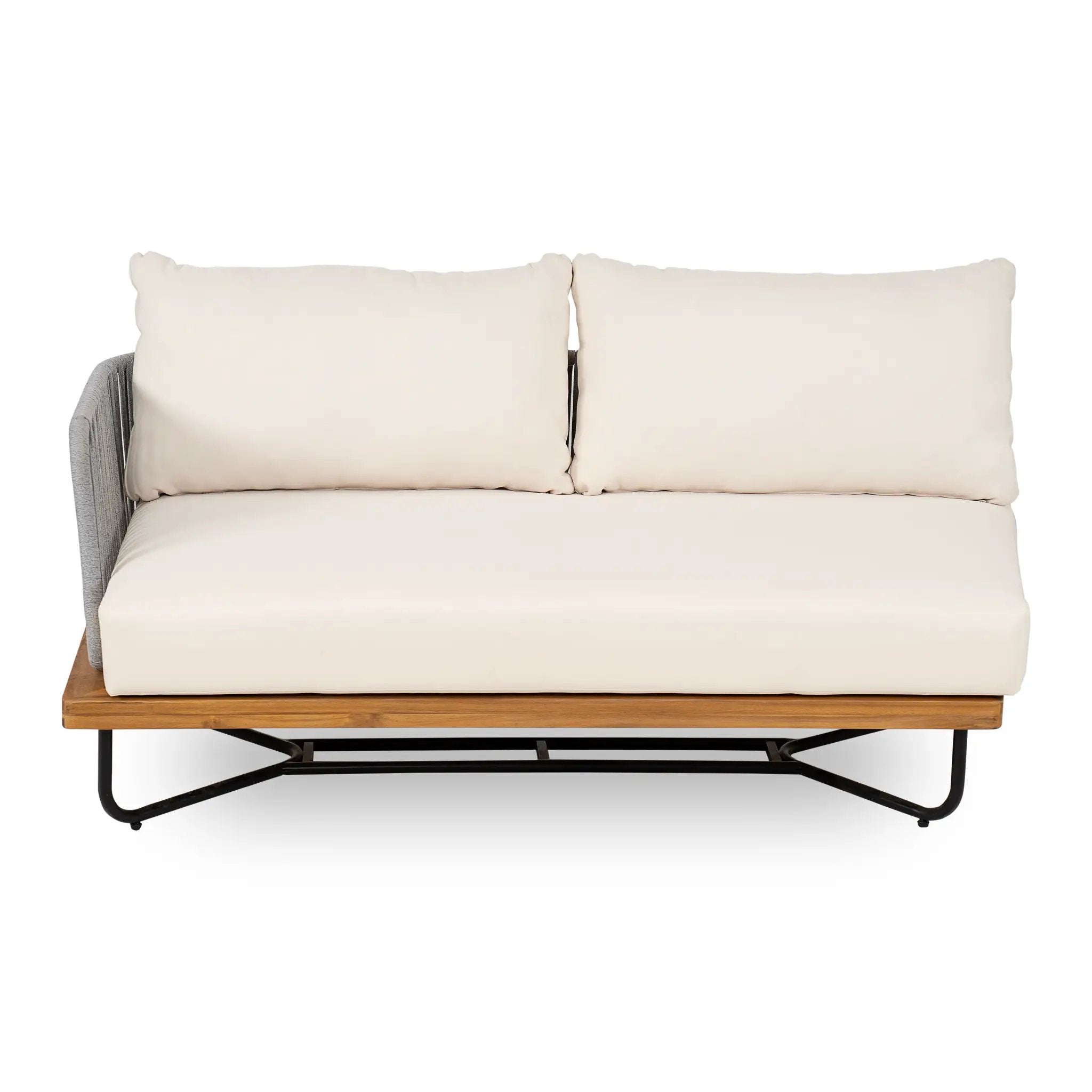 Lucca Outdoor Acacia Wood Rope Woven Sofa Sectional Set by HouseOfZazla