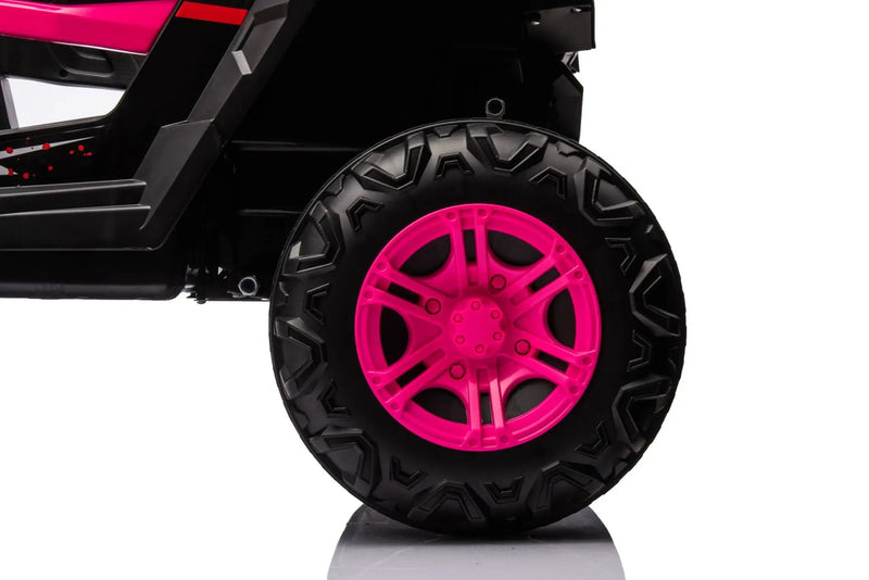 12V7A*1 30W*4 Four-Wheel Drive Seat One Button Start, Forward And Backward, High And Low Speed, Music, Front Light, Power Display, Two Doors Can Open, 2.4G R / C, Seat Belt Four Wheel Absorber by HouseOfZazla