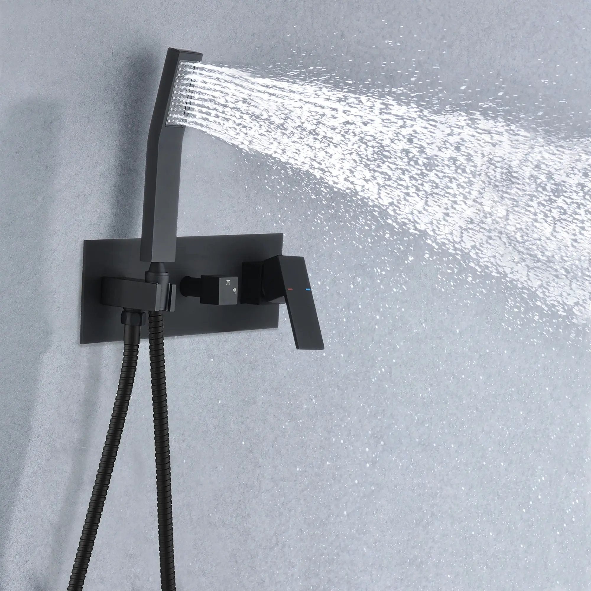 Brass Shower System With 10" Rainfall Shower Head And Handheld Sprayer - Matte Black by HouseOfZazla