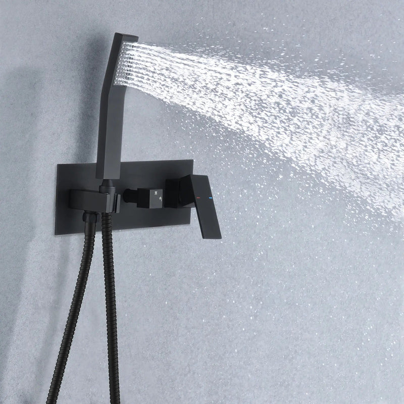 Brass Shower System With 10" Rainfall Shower Head And Handheld Sprayer - Matte Black by HouseOfZazla