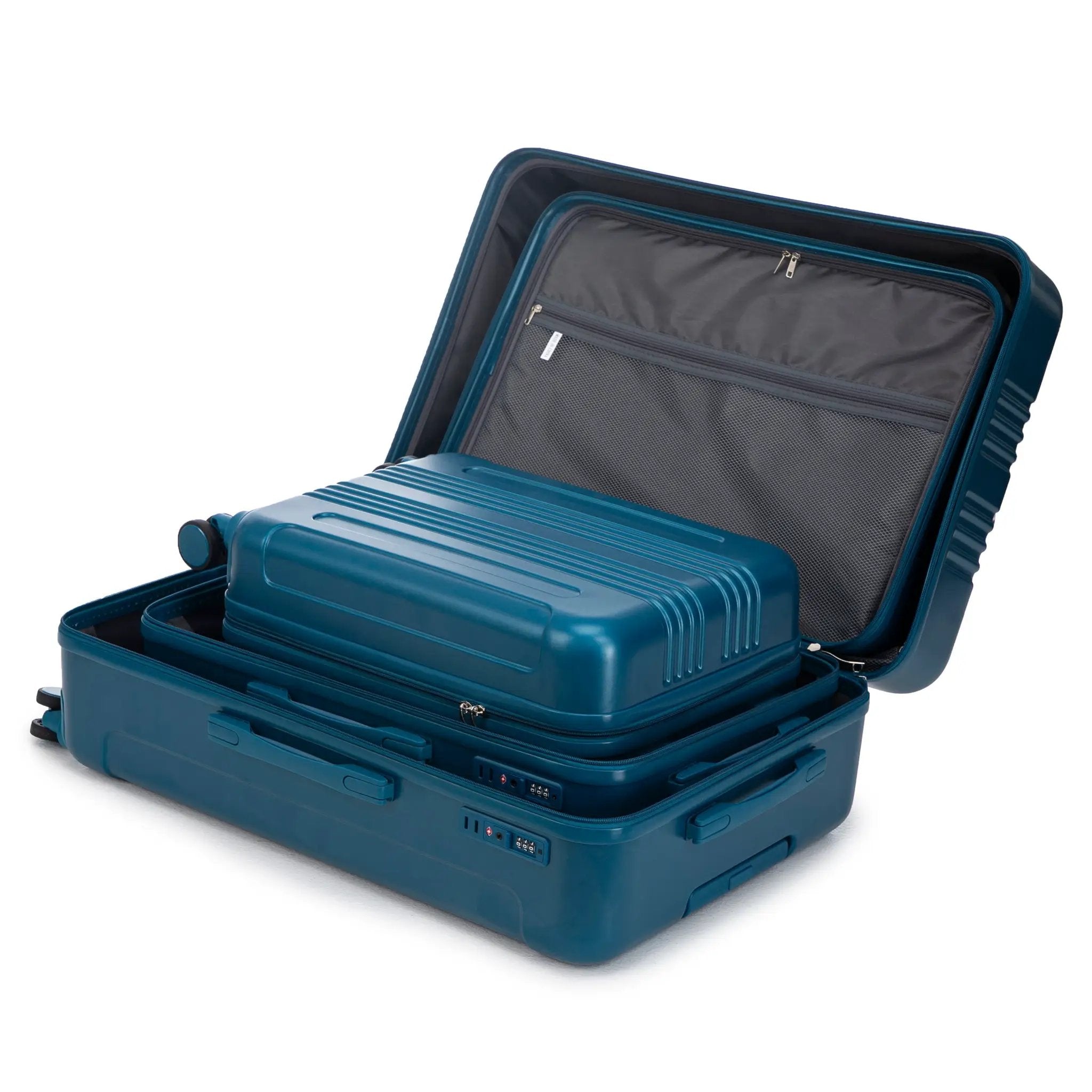3-Piece ABS Spinner Wheel Luggage Set 20"/24"/28" Dark Blue by HouseOfZazla