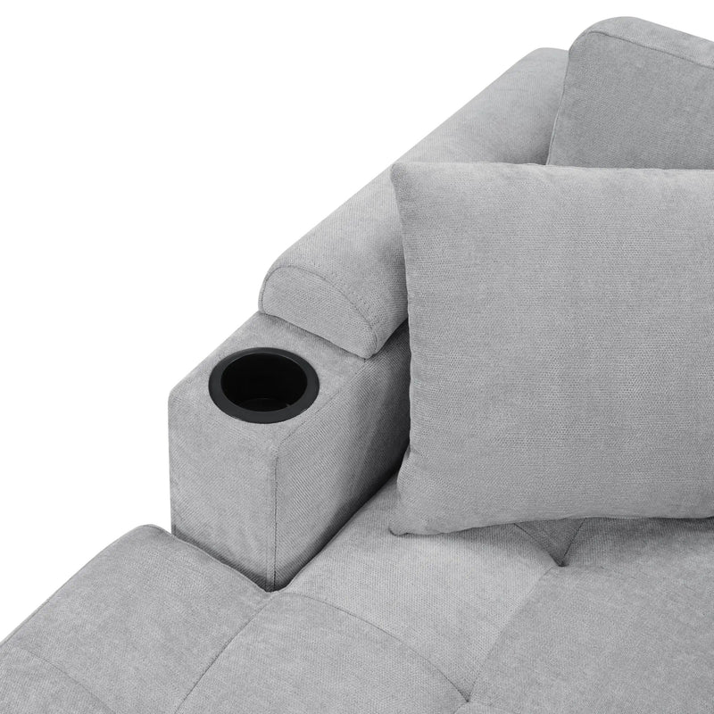 U Shaped Sectional Sofa, Corner Living Room Couch With Built In Cup Holders, Storage, USB Ports by HouseOfZazla