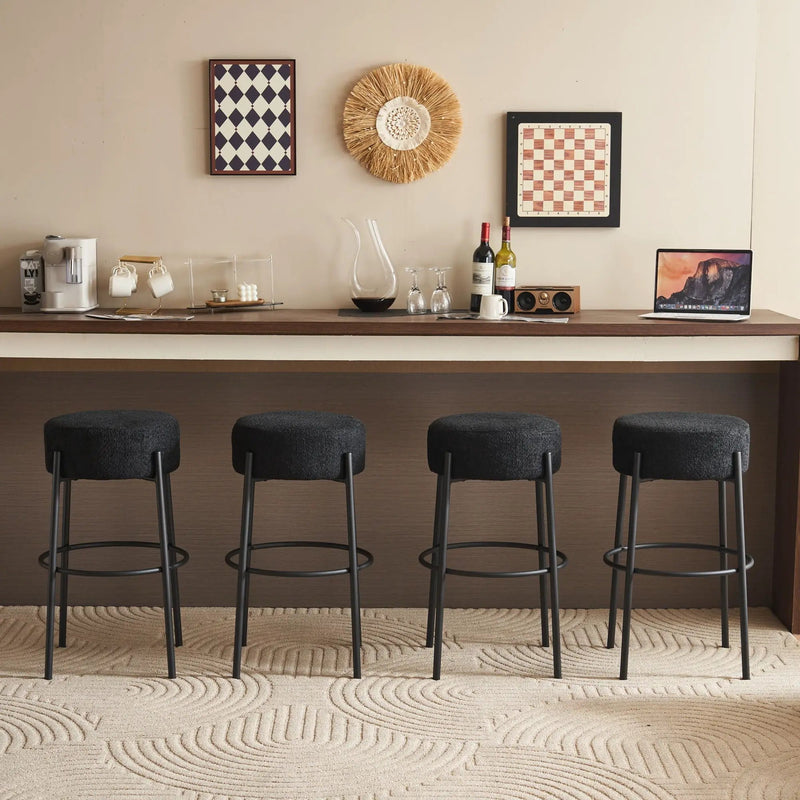Round High Bar Stools (Set of 2), Contemporary Upholstered Dining Stools For Kitchens, Coffee Shops And Bar Stores by HouseOfZazla