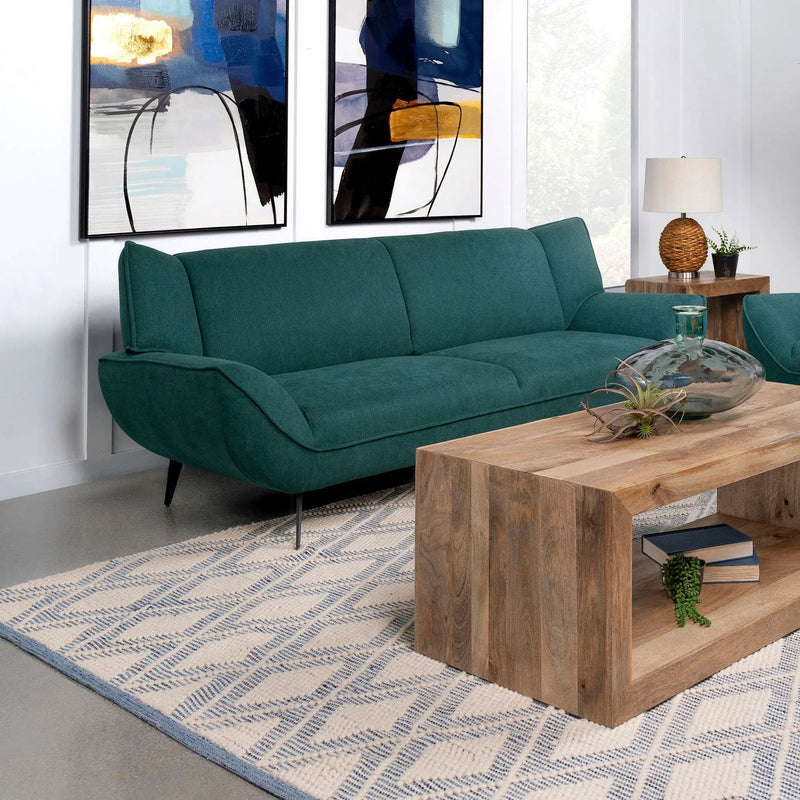 Logan - Flared Arm Sofa Sofa - Teal Blue by HouseOfZazla