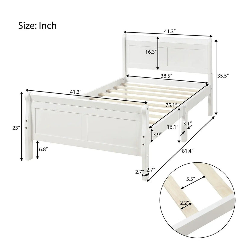 Platform Bed Frame Mattress Foundation Sleigh Bed With Headboard / Footboard / Wood Slat Suppor by Unique Piece Furniture
