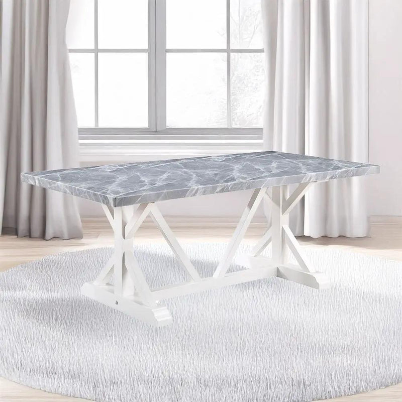 Hollyn - Dining Table With Engineered Stone Top - Engineered Stone & White by Unique Piece Furniture