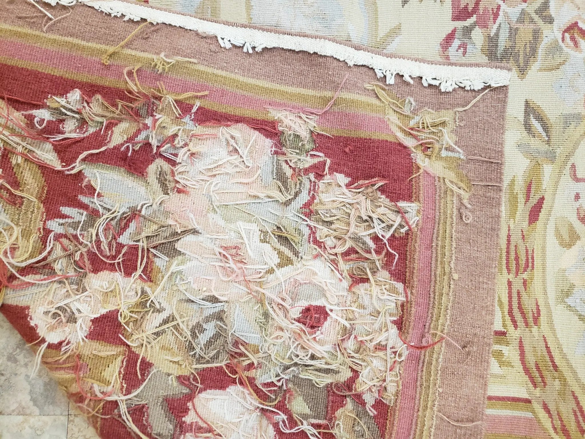 Aubusson Rug 6x9, Elegant Flatweave Rug, Aubusson Savonnerie 6 x 9 Flatweave Area Rug, Cream and Red, Wool Hand Woven Carpet, Medium Size by Jewel Rugs