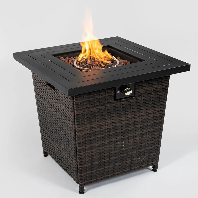 Square Fire Pit Table - Black Brown by HouseOfZazla