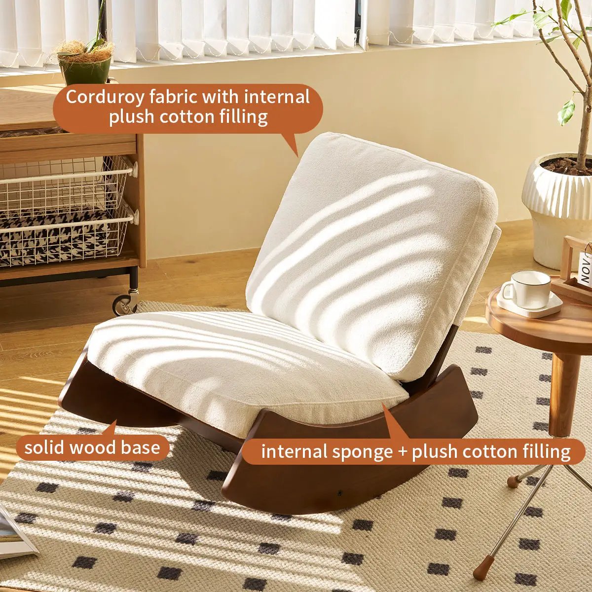 Comfortable High-Quality Upholstery Glider Rocking Chair by HouseOfZazla