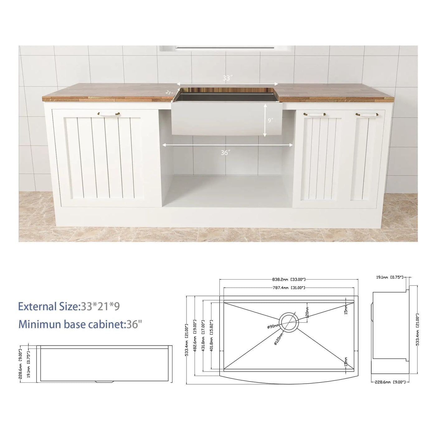 Classic Ceramic Farmhouse Sink Workstation Single Bowl With Durable Finish by HouseOfZazla