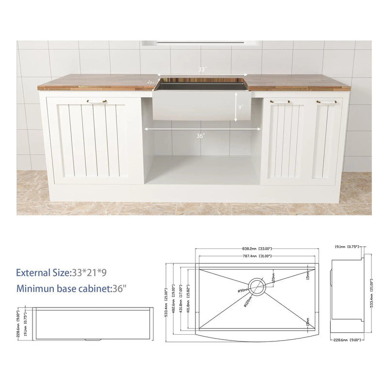 Classic Ceramic Farmhouse Sink Workstation Single Bowl With Durable Finish by HouseOfZazla