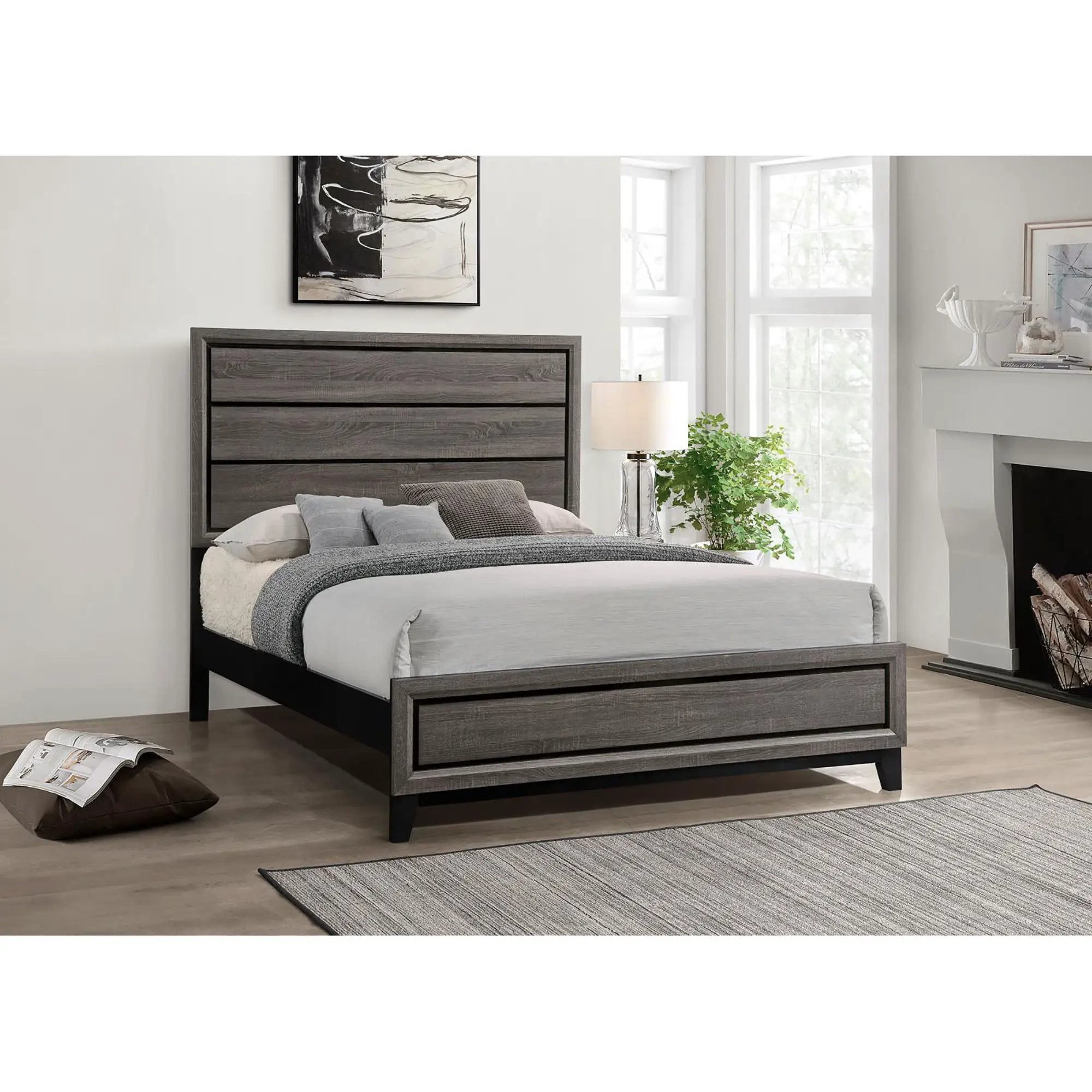 Queen Panel Bed Accents - Gray by HouseOfZazla