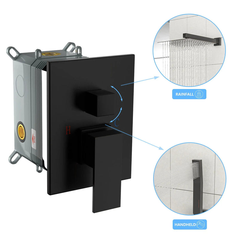 Shower System With Waterfall Tub Spout And 12" Ceiling Mount Square Shower Head - Oil-Rubbed Bronze by HouseOfZazla