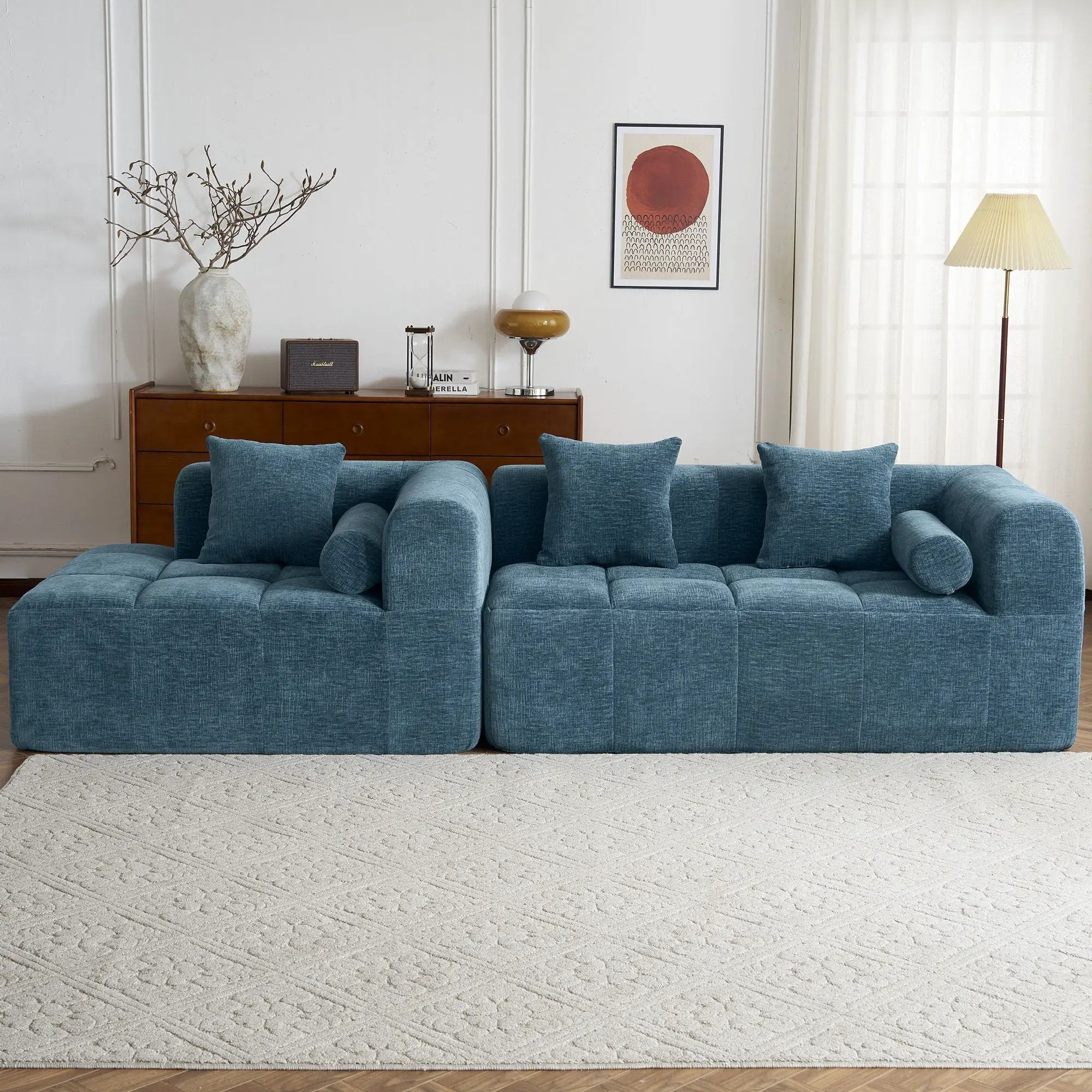 Sectional Free Combined Sofa With 2 Side Pockets by HouseOfZazla