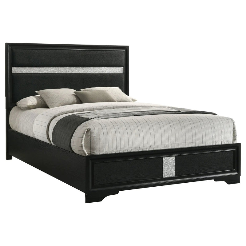 Miranda 54-inch Upholstered Eastern King Panel Bed Black by Unique Piece Furniture
