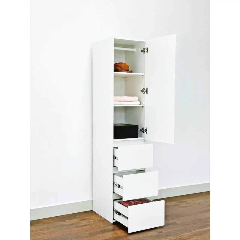 Elise - Slim Modular Closet Cabinet With Drawers - White by HouseOfZazla